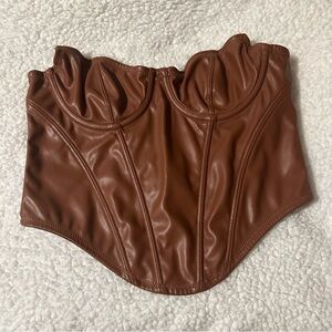 Urban Outfitters NWOT Brown Faux Leather Bustier/Top